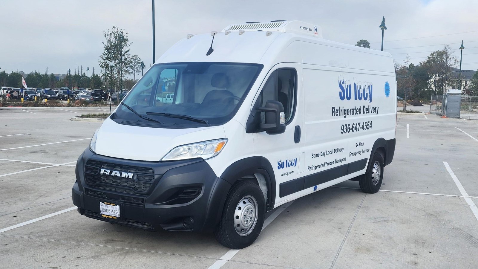 So Iccy trailer or refrigerated van, with a clean commercial background