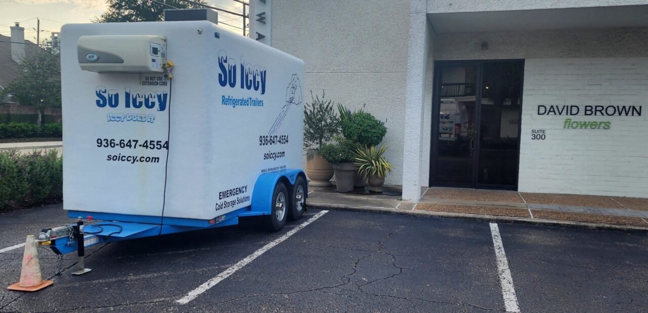 So Iccy mobile refrigerated trailer available for temporary florist and event cold storage