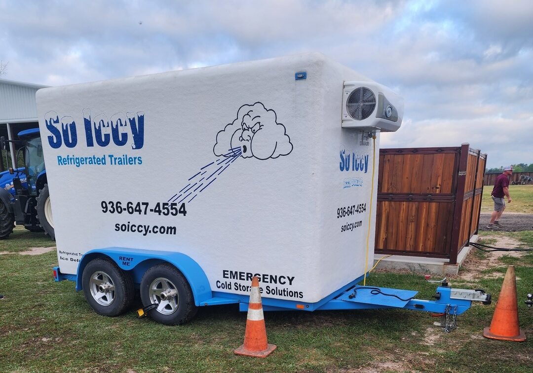 Event refrigeration trailer keeping food and beverages cold at an outdoor Houston event